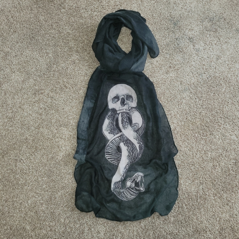 Black Skull and Snake Harry Potter Scarf